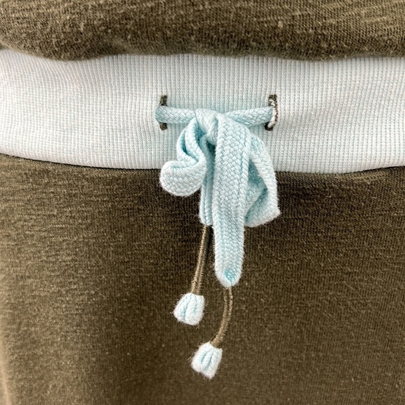 Title Nine Colorblock dress with drop drawstring waist French terry olive & mint - Picture 5 of 10